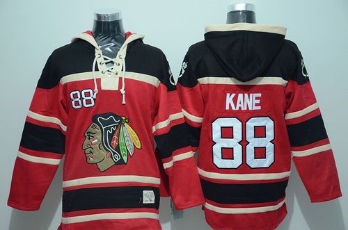 Blackhawks #88 Patrick Kane Red Sawyer Hooded Sweatshirt Stitched NHL Jersey - Click Image to Close